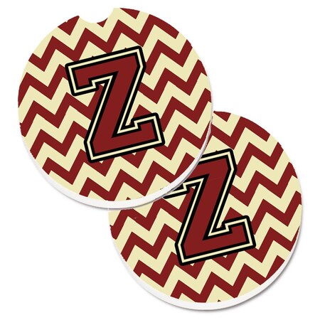 Carolines Treasures Letter Z Chevron Maroon and Gold  Cup Holder Car Coaster, PK2 CJ1061-ZCARC